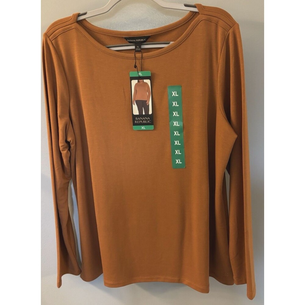 NWT Banana Republic Brown Long Sleeve Soft Fabric Top Size XL